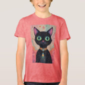 Atomic Futuristic Cosmic Black Cat Universe Tri-Blend Shirt (Voorkant)