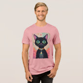 Atomic Futuristic Cosmic Black Cat Universe Tri-Blend Shirt (Voorkant volledig)