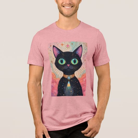 Atomic Futuristic Cosmic Black Cat Universe Tri-Blend Shirt (Voorkant)