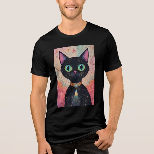 Atomic Futuristic Cosmic Black Cat Universe Tri-Blend Shirt (Voorkant)