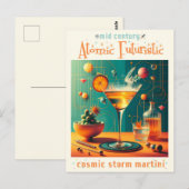 Atomic Futuristic Cosmic Storm Martini Briefkaart (Voorkant / Achterkant)