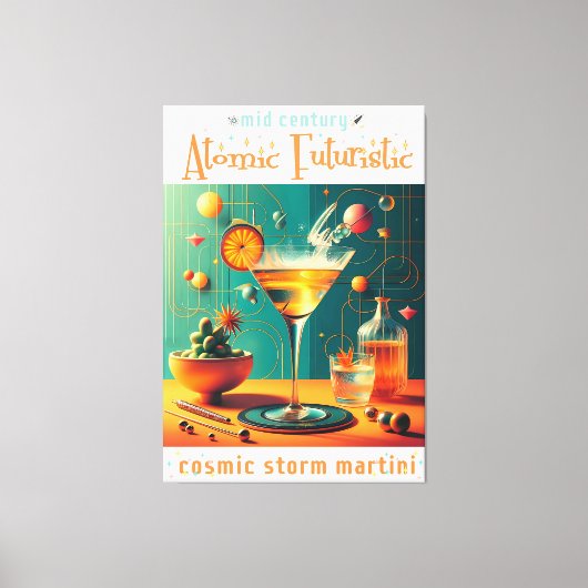 Atomic Futuristic Cosmic Storm Martini Canvas Afdruk (Voorkant)