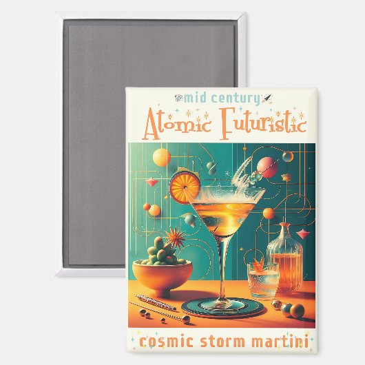 Atomic Futuristic Cosmic Storm Martini Magneet (Voorkant / Achterkant)
