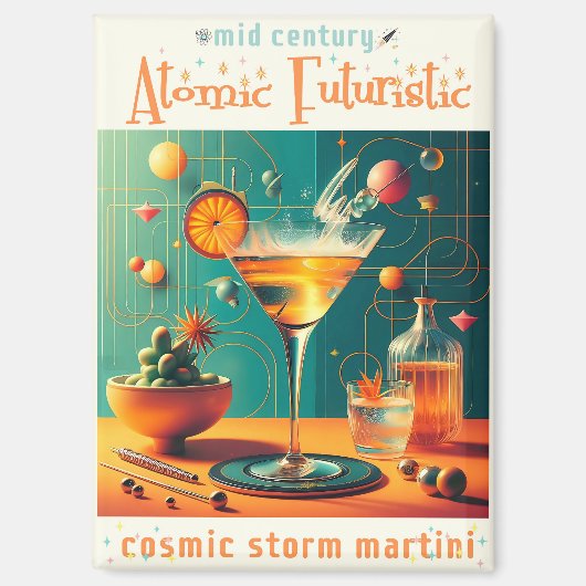 Atomic Futuristic Cosmic Storm Martini Magneet (Voorkant)