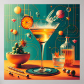 Atomic Futuristic Cosmic Storm Martini Poster (Voorkant)