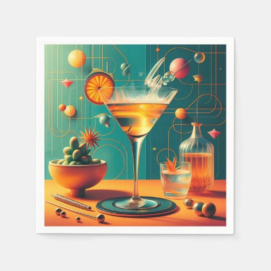 Atomic Futuristic Cosmic Storm Martini Servet (Voorkant)