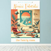 Atomic Futuristic Florida Space Age Familiekamer Canvas Afdruk (Insitu (Houten vloer))