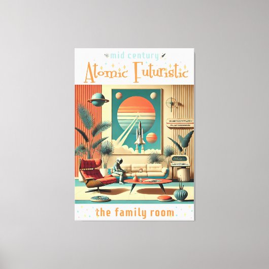 Atomic Futuristic Florida Space Age Familiekamer Canvas Afdruk (Voorkant)