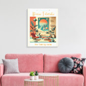 Atomic Futuristic Florida Space Age Familiekamer Canvas Afdruk (Insitu (Woonkamer))
