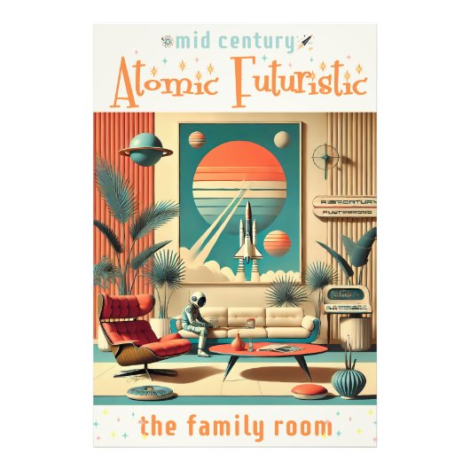 Atomic Futuristic Florida Space Age Familiekamer Foto Afdruk (Voorkant)