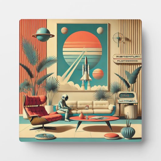Atomic Futuristic Florida Space Age Familiekamer Fotoplaat (Voorkant)