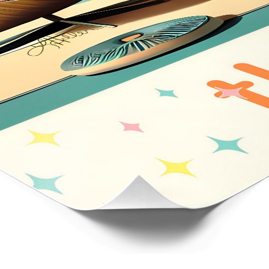 Atomic Futuristic Florida Space Age Familiekamer Perfect Poster (Hoek)