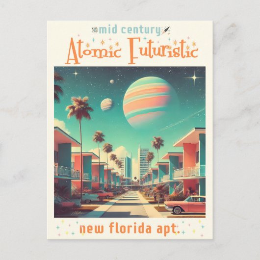 Atomic Futuristic New Florida Apartments Briefkaart (Voorkant)