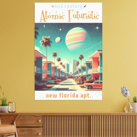 Atomic Futuristic New Florida Apartments Canvas Afdruk (Insitu (Woonkamer))