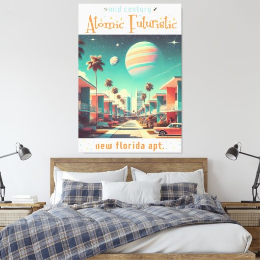 Atomic Futuristic New Florida Apartments Canvas Afdruk (Insitu (Slaapkamer))