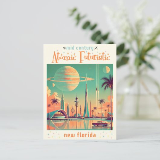 Atomic Futuristic New Florida Briefkaart (Staand voorkant)