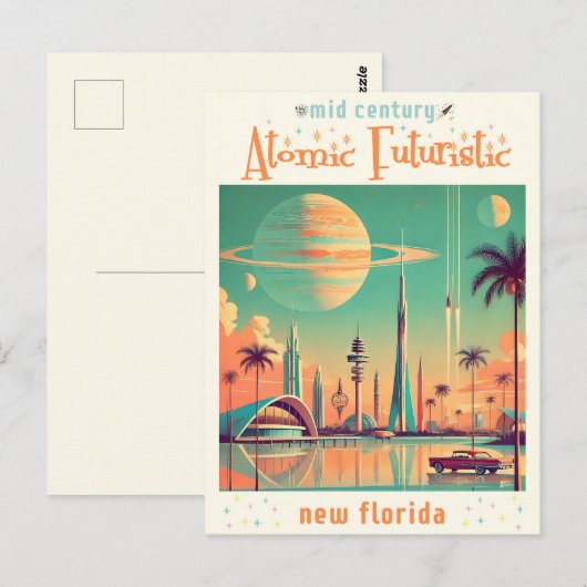Atomic Futuristic New Florida Briefkaart (Voorkant / Achterkant)
