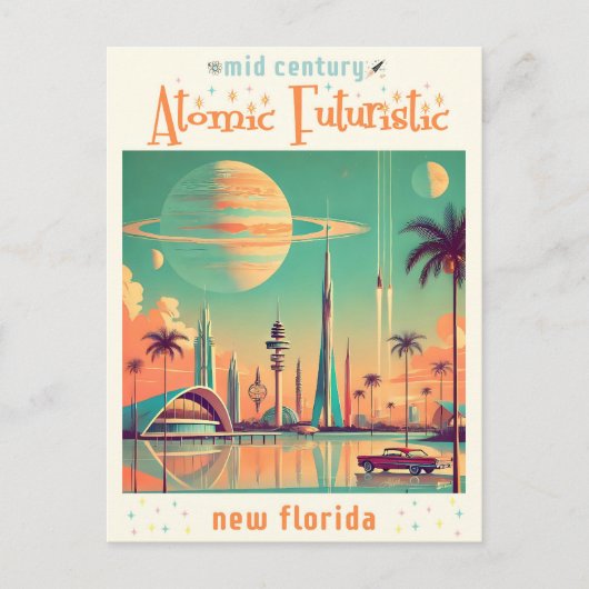 Atomic Futuristic New Florida Briefkaart (Voorkant)