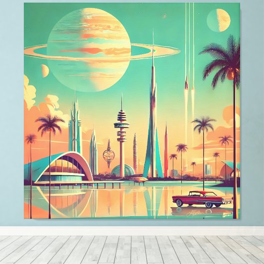 Atomic Futuristic New Florida Canvas Afdruk (Insitu (Houten vloer))