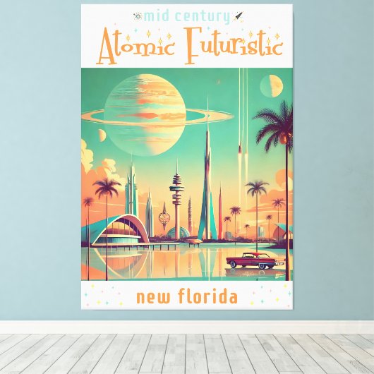 Atomic Futuristic New Florida Canvas Afdruk (Insitu (Houten vloer))