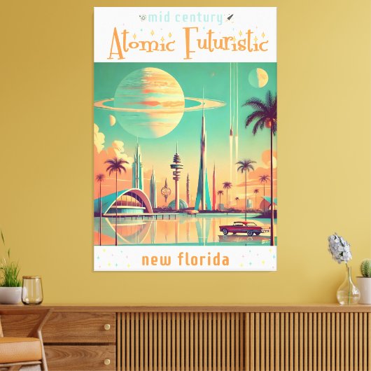 Atomic Futuristic New Florida Canvas Afdruk (Insitu (Woonkamer))