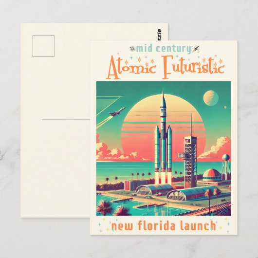 Atomic Futuristic New Florida Launch Site Briefkaart (Voorkant / Achterkant)