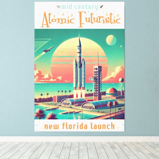 Atomic Futuristic New Florida Launch Site Canvas Afdruk (Insitu (Houten vloer))