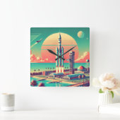 Atomic Futuristic New Florida Launch Site Vierkante Klok (Huis)