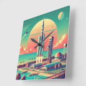Atomic Futuristic New Florida Launch Site Vierkante Klok (Hoek)