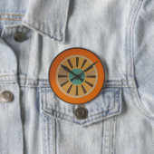 Atomic Futuristic Orange Slice Clock Image Ronde Button 7,6 Cm (In situ)