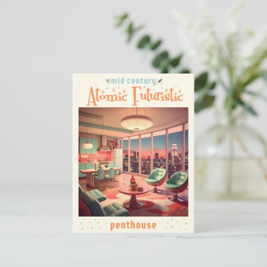 Atomic Futuristic Penthouse Apartment Briefkaart (Staand voorkant)