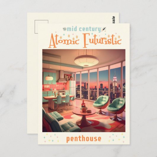 Atomic Futuristic Penthouse Apartment Briefkaart (Voorkant / Achterkant)