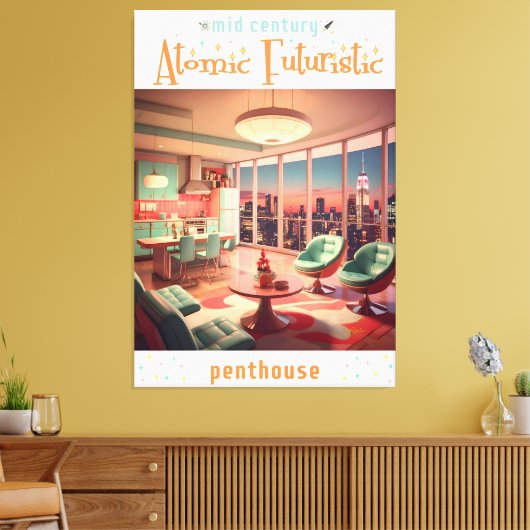 Atomic Futuristic Penthouse Apartment Canvas Afdruk (Insitu (Woonkamer))