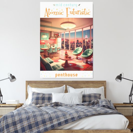Atomic Futuristic Penthouse Apartment Canvas Afdruk (Insitu (Slaapkamer))