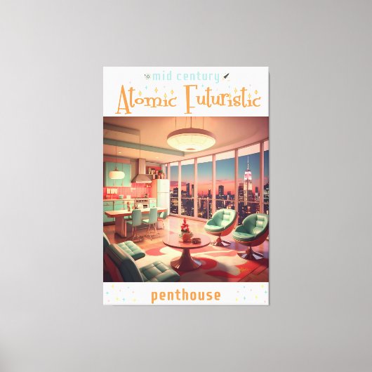 Atomic Futuristic Penthouse Apartment Canvas Afdruk (Voorkant)