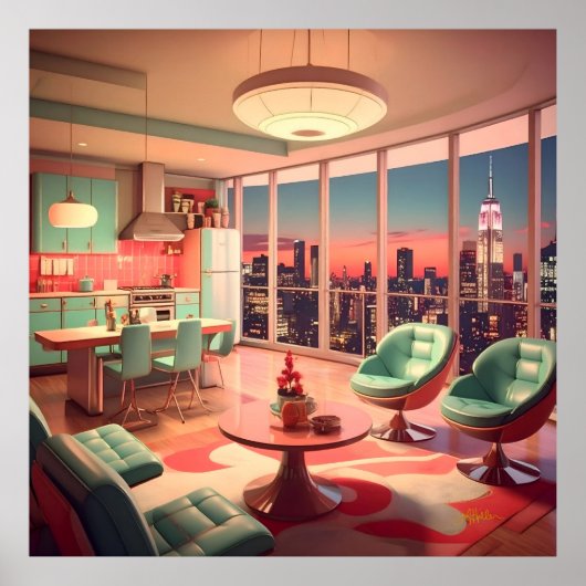 Atomic Futuristic Penthouse Apartment Poster (Voorkant)