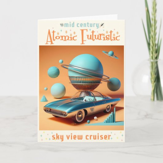 Atomic Futuristic Sky Uitzicht Cruiser Car Kaart (Voorkant)