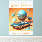 Atomic Futuristic Sky View Cruiser Car  Canvas Afdruk (Insitu (Houten vloer))