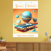 Atomic Futuristic Sky View Cruiser Car  Canvas Afdruk (Insitu (Woonkamer))