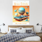 Atomic Futuristic Sky View Cruiser Car  Canvas Afdruk (Insitu (Slaapkamer))