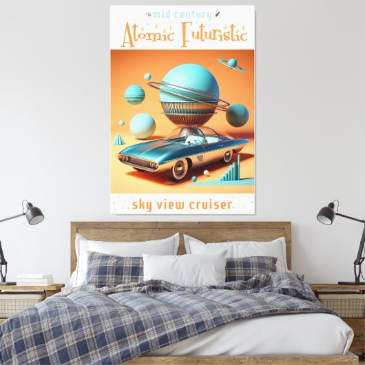 Atomic Futuristic Sky View Cruiser Car  Canvas Afdruk (Insitu (Slaapkamer))