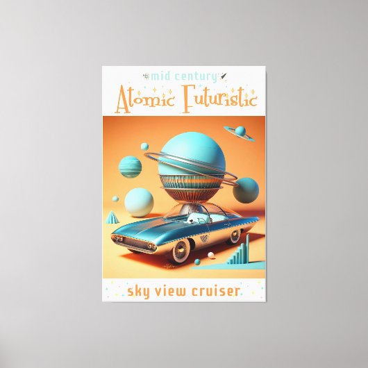 Atomic Futuristic Sky View Cruiser Car  Canvas Afdruk (Voorkant)