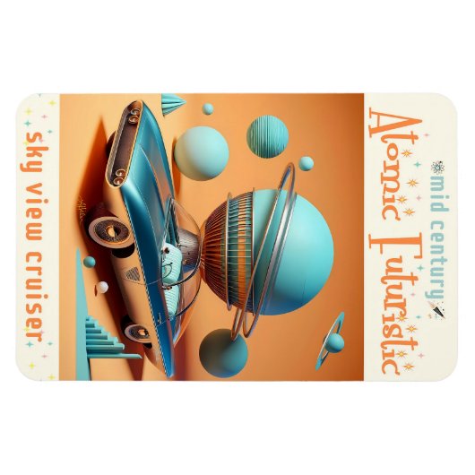 Atomic Futuristic Sky View Cruiser Car  Magneet (Horizontaal)