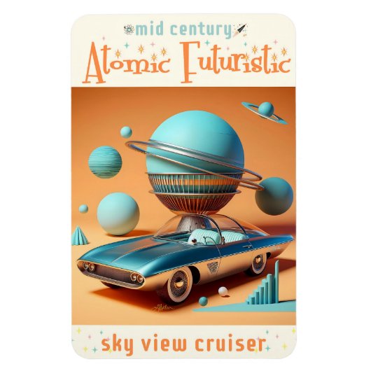 Atomic Futuristic Sky View Cruiser Car  Magneet (Verticaal)