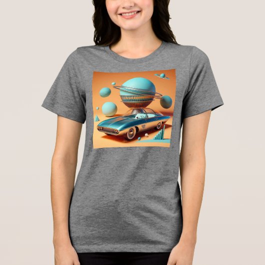 Atomic Futuristic Sky View Cruiser Car  Tri-Blend Shirt (Voorkant)