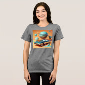 Atomic Futuristic Sky View Cruiser Car  Tri-Blend Shirt (Voorkant volledig)