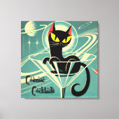 Atomic Futuristic Space Age Black Cat Martini Canvas Afdruk (Voorkant)