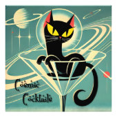 Atomic Futuristic Space Age Black Cat Martini Foto Afdruk (Voorkant)