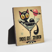 Atomic Futuristic Space Age Black Cat Martini Fotoplaat (Voorkant)