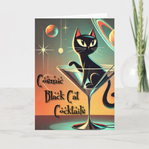 Atomic Futuristic Space Age Black Cat Martini Kaart